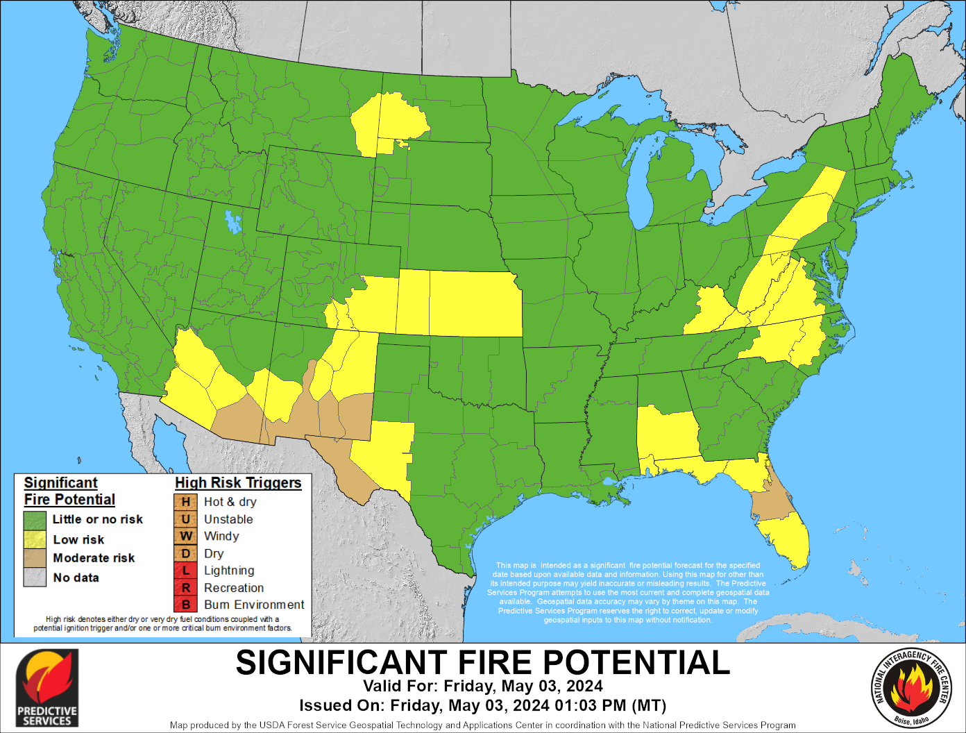 (Graphic) Map of National 7-Day Significant Fire Potential